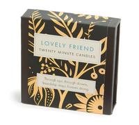 Signature Collection - Lovely Friend (Folk). 12 x Twenty Minute Candles with a Ceramic Holder.