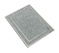 Signature Crystal Crushed Diamond Silver Crystal Chopping Board Glass Worktop Saver Cutting Board Placemat Toughened Glass Crystal Kitchen Worktop Saver 30x40cm (11.8x15.75 inch), (Silver)