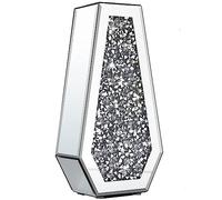 Signature Crystal Flower Vase Crushed Diamond Mirrored Vase Crystal Silver Glass Decorative Mirror Vase Large Size 38cm Luxury for Home Decor Sparkle Diamond Shape