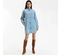 Signature Debbie Mini Denim Dress with A Ruffled Collar double stonewashed