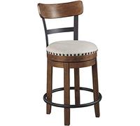 Signature Design by Ashley Valebeck Rustic Farmhouse 24.5” Counter Height Swivel Bar Stool, Brown