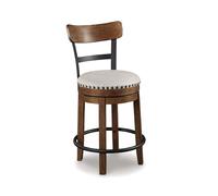 Signature Design by Ashley Valebeck Rustic Farmhouse 24.5” Counter Height Swivel Bar Stool, Brown