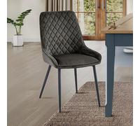 Signature Dining Chairs - Set of 2 - Grey Fabric - Blue Legs