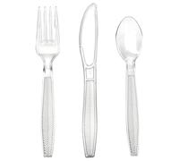 Signature Extra Heavy Duty Clear Plastic Cutlery Set, Reusable, 3x100