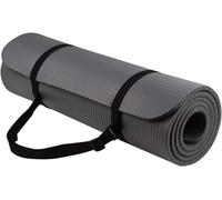Signature Fitness 1/2-Inch Extra Thick High Density Anti-Tear Exercise Yoga Mat with Carrying Strap, Gray