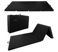 Signature Fitness All Purpose 4'x8'x2" Extra Thick High Density Anti Tear Gymnastics Gym Folding Exercise Aerobics Mats, Black