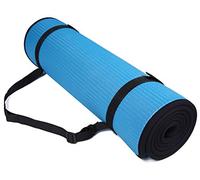 Signature Fitness BalanceFrom All-Purpose 2/5-Inch (10mm) Extra Thick High Density Anti-Slip Exercise Pilates Yoga Mat with Carrying Strap Blue