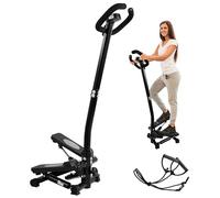 Signature Fitness Mini Steppers for Exercise with Handlebar, Stair Steeper with Resistance Bands, Portable Stepper Capable of Full-Body Exercise, Low Noise and Smooth, Bear 300 lbs