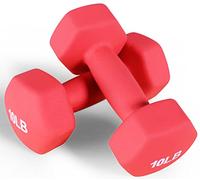 Signature Fitness Neoprene Dumbbell Hand Weights, Anti-Slip, Anti-roll, Hex Shape Colorful, 10-Pound, Pair