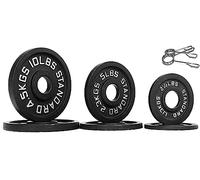Signature Fitness Olympic 2-Inch Cast Iron Plate Weight Plate for Strength Training and Weightlifting, Vintage Style, 35LB Set