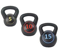 Signature Fitness Wide Grip Kettlebell Exercise Fitness Weight Set, Includes 5 lbs, 10 lbs, 15 lbs