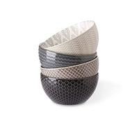 Signature Housewares Pad Print Gray Bowls 6" Set of 4 by