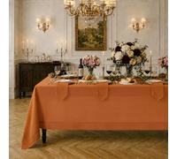 Signature Linen™ by D'Moksha, 100% Pure Linen Rust Tablecloth 150 x 225 cm | Hemstitch Tablecloth, For Dining Decor, Bureau Veritas Certified | Fall, Halloween, Indoor, Outdoor Hosting
