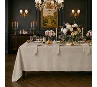 Signature Linen™ by D'Moksha Natural Tablecloth, Dining Tablecloth 150 x 225 cm, 100% Pure Linen, Hemstitch, Machine Washable Table Cloth for Dining- Summer