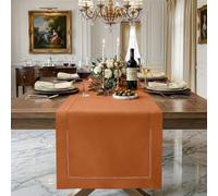 Signature Linen™ by D'Moksha, Rust Table Runner 180 cm Long, 100% Pure Linen, Hemstitch, 35 x 180 cm Table Runner for Dresser, Dining- Fall, Weddings, Outdoor hosting