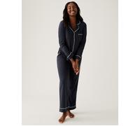 Signature Long Sleeve Notch Collar Pyjama Set DKNY Navy S