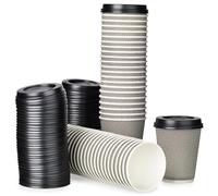 Signature Luxury Ripple Mono 12oz Triple Wall Cups + Lids 50+50 (B & W)