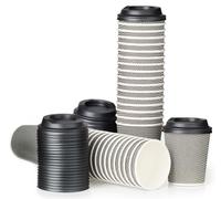 Signature Luxury Ripple Mono 8oz Triple Wall Cups + Lids 50+50 (B & W)