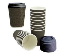 Signature Luxury Ripple VIP 12oz Triple Wall Cups + Lids 25+25 (Black/Gold)