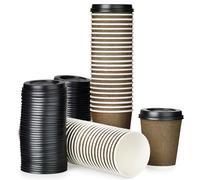 Signature Luxury Ripple VIP 12oz Triple Wall Cups + Lids 50+50 (Black/Gold)