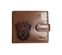 Signature Moments UK Personalised Dog Engraved Genuine Leather Dark Tan Wallet, Irish Wolfhound Face d2