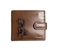 Signature Moments UK Personalised Dog Engraved Genuine Leather Dark Tan Wallet, Working Cocker Spaniel Sitting
