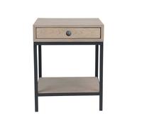 Signature Oak & Metal Bedside Table - Gilles in Light Brown Signature Light Brown