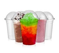 Signature Packaging Disposable Plastic Party Cups Heavy Duty for Cold Drink, Smoothies and Refreshments for Parties, Picnics, and Takeaway - 473ml Cups + Dome Lids Pack of 50 Cups + 50 Lids