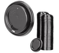 Signature Packaging Ripple Coffee Cup Lids, Quick Snap for Hot Takeaway Drinks, Universal Fit for Single & Double Wall Paper Cups, Disposable for Catering & Home Use - 12oz / 16oz, Pack of 100 - Black