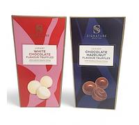Signature Selection Assorted Chocolate Truffles Gift Pack - White Chocolate with Vanilla Filling, Chocolate Hazelnut Flavours