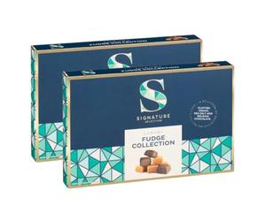 Signature Selection Luxury Fudge Collection - Pack of 2 - Complete With an Assortment of Different Flavoured Fudge Including; Clotted Cream, Sea Salt, and Belgian Chocolate