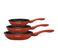Signature Set of 3 Frying Pans 20/24/28 cm with Non-Stick Mineral Coating, Red