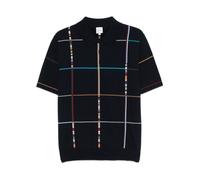 Signature Stripe Check Knitted Cotton Polo Shirt M