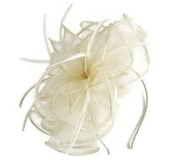 Signature Stunning Large Fan Shaped Feather Tendrils Headband Fascinator (Cream)