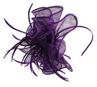 Signature Stunning Large Fan Shaped Feather Tendrils Headband Fascinator (Purple)