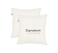Signature Textile® Duck Feather New White Cushion Pad Inner Stuffer Pillow Insert Square 100% Cotton Down Proof Cover 10" x 10" 25cm x 25cm Pack Of 2