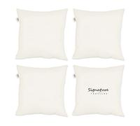 Signature Textile® Duck Feather New White Cushion Pad Inner Stuffer Pillow Insert Square 100% Cotton Down Proof Cover 18" x 18" 45cm x 45cm Pack Of 4