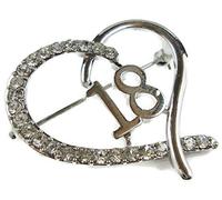 Signature Tiara 18th Birthday Silver Brooch with Crystals