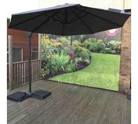Signature Weave 3M Round Roma Cantilever Parasol Sun Shade Umbrella Grey Canopy