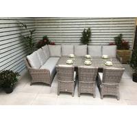 Signature Weave Alexandra Wicker Large Corner Sofa Dining Set & 3 Chairs Grey