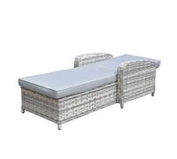 Signature Weave Constance Wicker Reclining Sun Lounger Bed Grey & Cushions