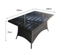 Signature Weave Emily Wicker 6 Seater Rectangular Dining Table Grey 150 X 100Cm