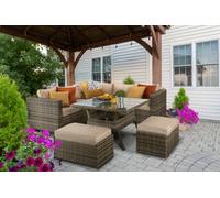 Signature Weave Georgia Wicker Corner Sofa Seat Coffee Table Stools Benches Brown