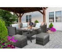 Signature Weave Georgia Wicker Corner Sofa Seat Coffee Table Stools Benches Grey