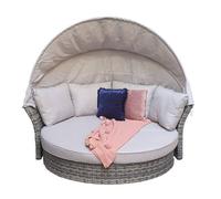 Signature Weave Lily Wicker Garden Day Bed Sun Lounger Chair Sofa Canopy Shelter Grey