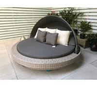 Signature Weave Madison Wicker Garden Large Day Bed Sun Lounger Canopy Grey