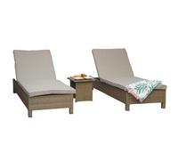 Signature Weave Sarena Wicker 2X Sun Lounger Bed Chair &side Table Grey Victoria