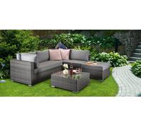 Signature Weave Savannah Wicker Corner Sofa Chair Coffee Table Set Grey