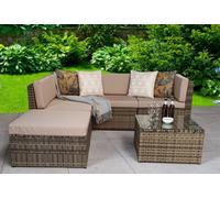 Signature Weave Stella Wicker Modular Corner Sofa Stool Coffee Table Set Natural