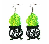 Signature Women's Earrings Halloween Earrings Alien UFO Witch Stove Fluorescent Acrylic (C, One Size)